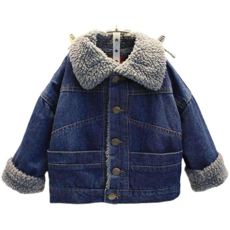 Kids Clothing plus velvet thick winter girls warm jacket children's clothing lambskin top