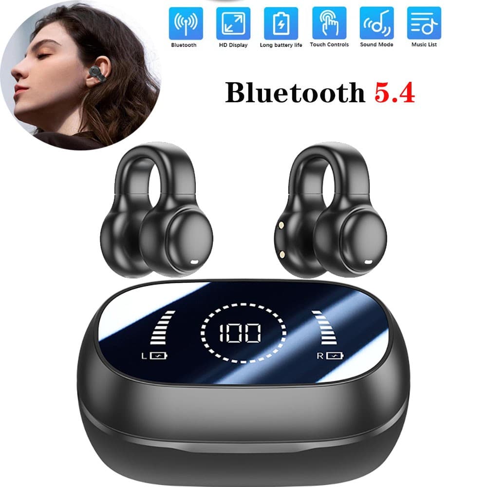 Bluetooth 5.4 Wireless Headphones Ear Clip Earbuds Earphones For IPhone Android