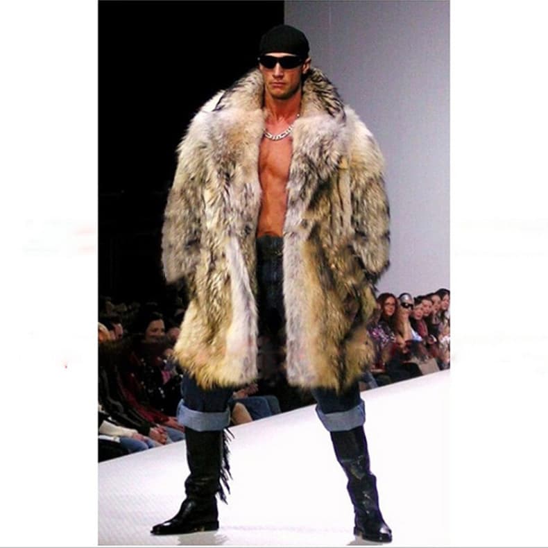 Men's Clothing Large Size Men's Fur Coat Autumn And Winter New Raccoon Fur Mid Length Coat Fashionable And Versatile