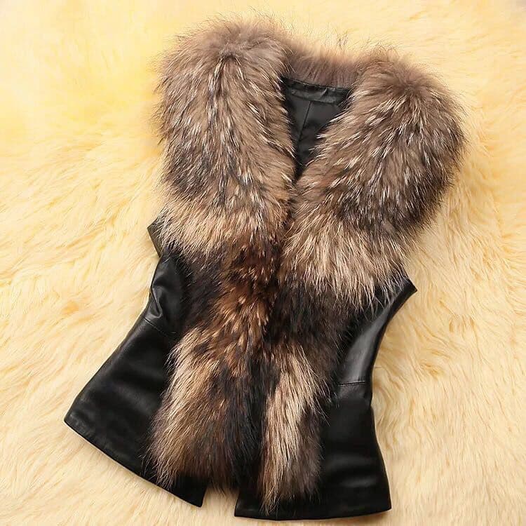 Luxury Faux Fur Vest For Women – Plush Faux Fox & Raccoon Collar, Plus Size Winter Warm Vest, Elegant Casual Outerwear (Yellow/Black/Wine Red)