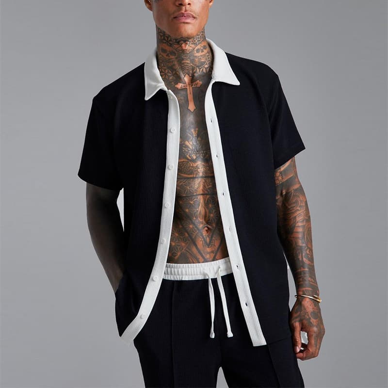 Men's Casual Sports Suit Short-sleeved Shirt Cardigan Shorts Men's Clothing