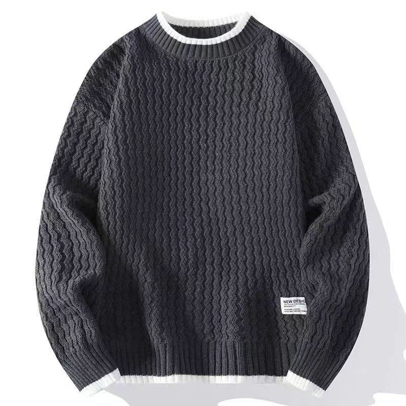 Men's Clothing Round Neck Sweater Lazy Style Hand Knitted Bottoming Shirt Youth Trend Fake Two Piece Inner Sweater