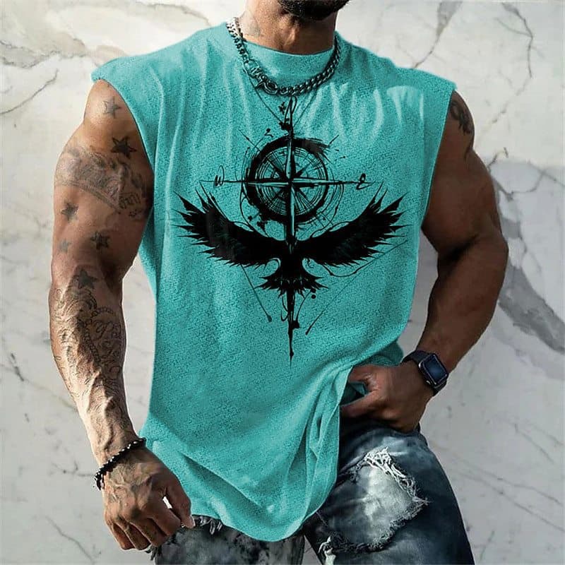 Men's Clothing Sleeveless Daily Tops Vest Fashion Sports Wish Printing Top