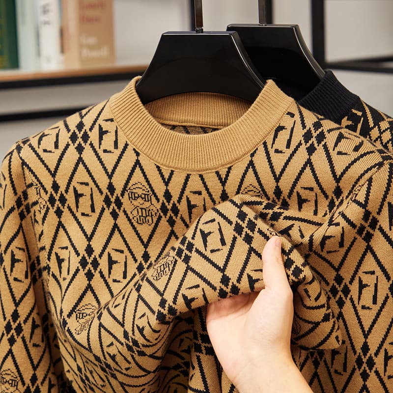 2025 Autumn/Winter Men's New Fashionable Trendy High Quality Round Neck Knitted Sweater