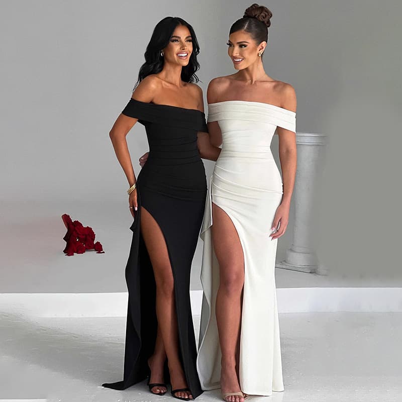 Women's Clothing New Tube Top Backless Dress Female Hot Girl Temperament Tight High Slit Long Skirt
