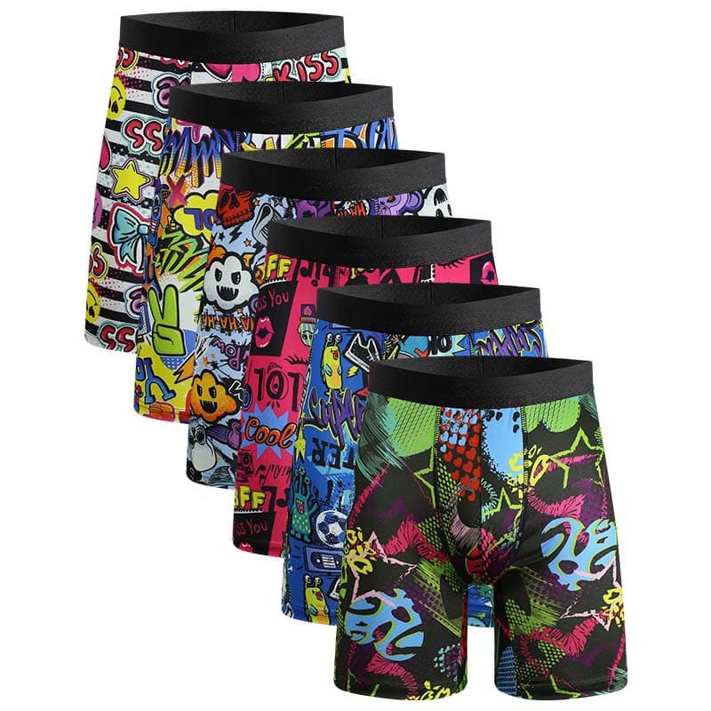 Men's Extra Long Leg Boxer Briefs - Novelty Print Stretch Underwear With English Wash Label Comfortable Long Cut Boxers In EU/US Sizes​​