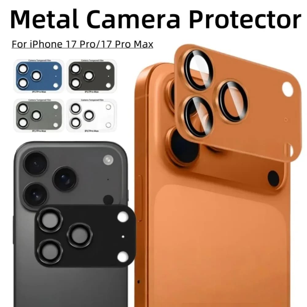 9H HD Armor Camera Lens Protector For IPhone 17 Pro 17 Pro Max Aluminum Metal Ring Lens Tempered Glass Film Case Cap