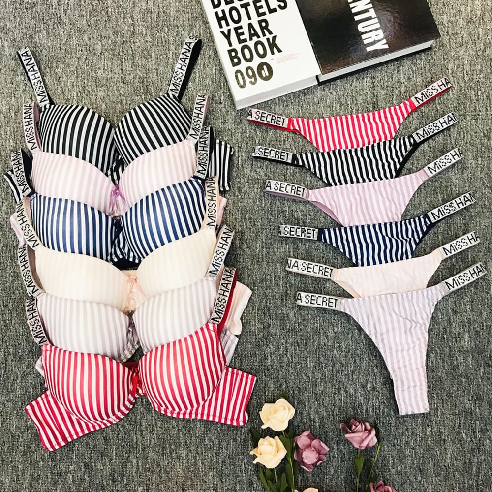 sexy underwear with rhinestone shoulder straps and steel rings bra push-up big breasts showing small bra panty set panty