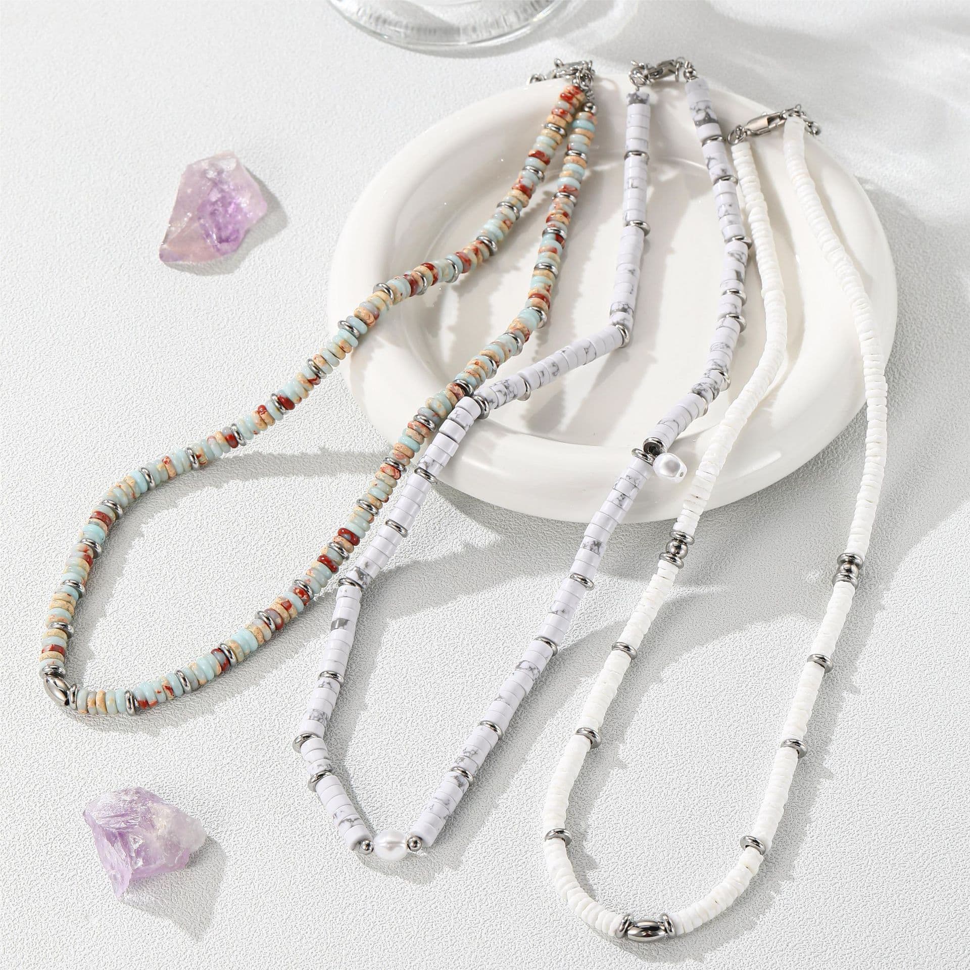Natural Color Beaded Jasper Pearl Pendant Necklace For Women Light Luxury High End Men And Women Clavicle Chain