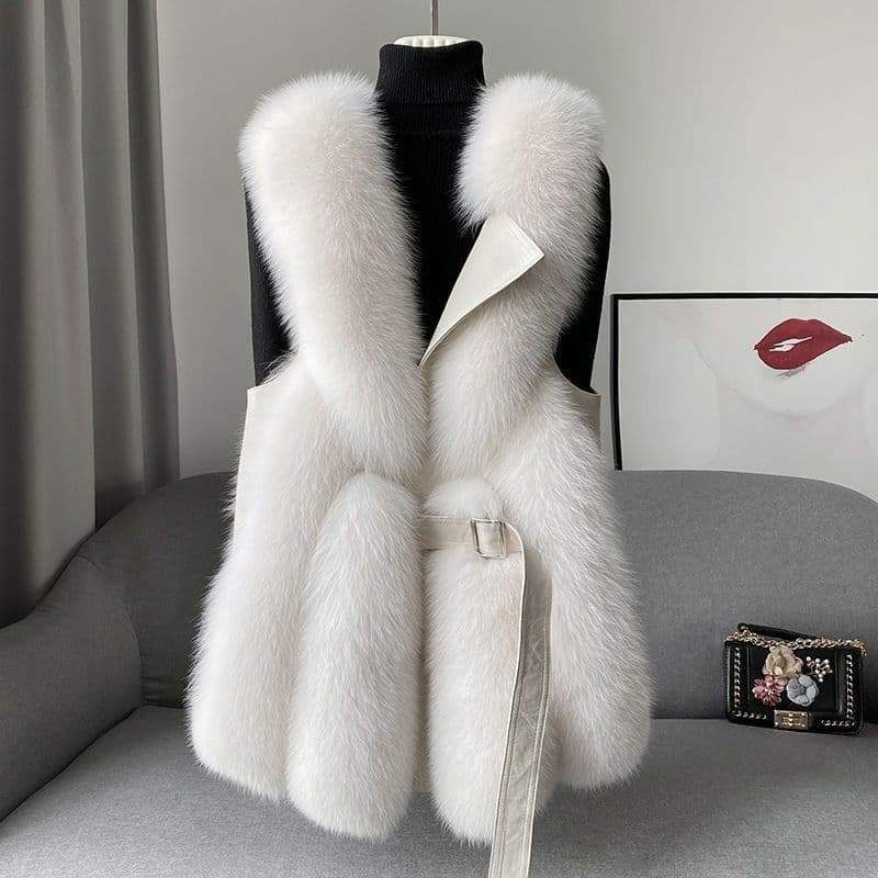Women's Clothing Fur Vest Style Stylish Winter Outer Wear Thickened Fox Fur Vest Jacket Fashionable Young Style