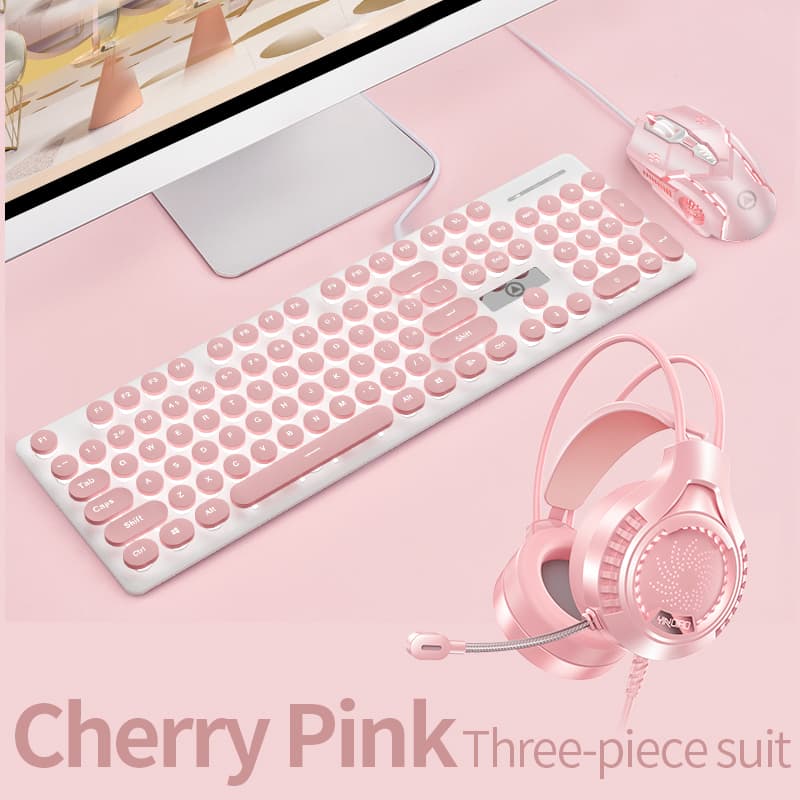 Three-piece Punk Gaming Keyboard and Mouse Earphone Set Luminous Keyboards 3200 DPI Mice Headset Combos Computer