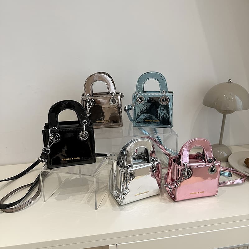 New Mini Lipstick Bag Stylish Chic High End Patent Leather Glossy Finish Shoulder Crossbody Bag For Women Children's Bag