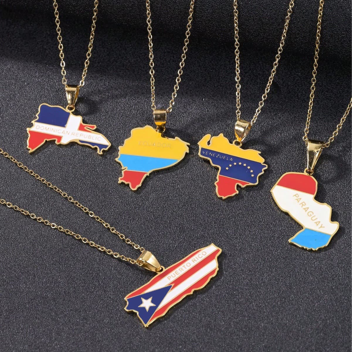 Venezuela/Dominican Republic/Paraguay South America map necklace stainless steel pendant accessories