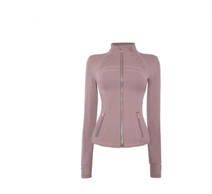 Veste de yoga slim à col montant pour femme – Haut de sport à manches longues avec fermeture éclair dorée, respirant et extensible pour la cour