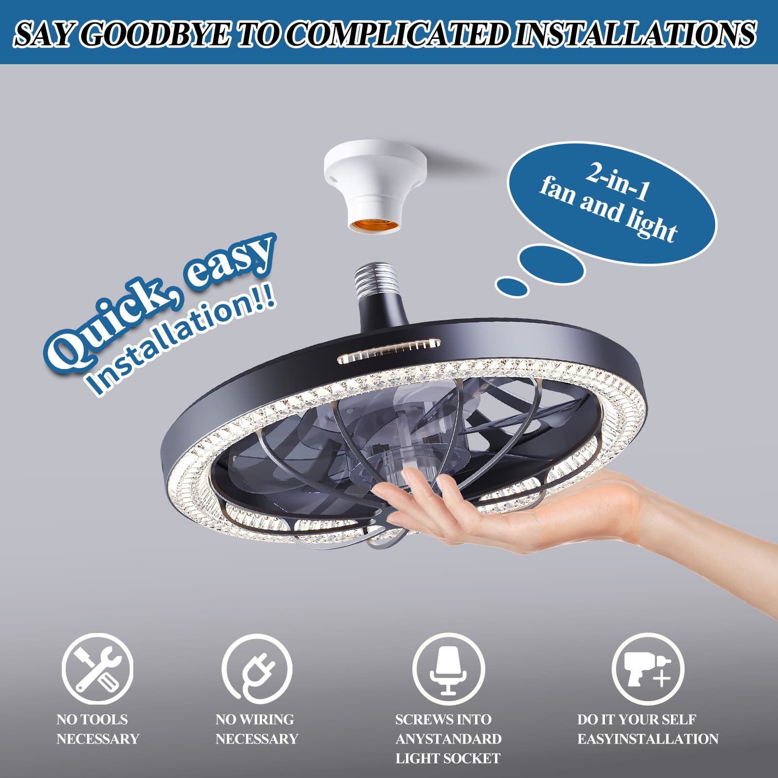 LED Ceiling Fan Light Bedroom Living Room Ceiling Fan Light Modern Simple Lamps New Fan Light
