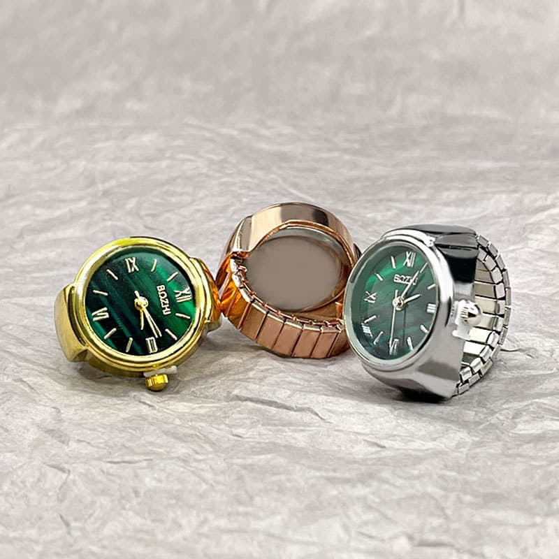 Fashion Mini Green Quartz Ring for Women Men Couple Digital Watch Elastic Finger Band Punk Rings Jewelry Clock Teens