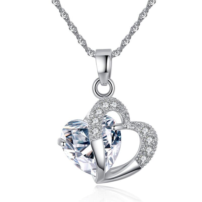 Jewelry Peach Heart Shaped Zircon Crystal Necklace Clavicle Chain Female Sweater Chain