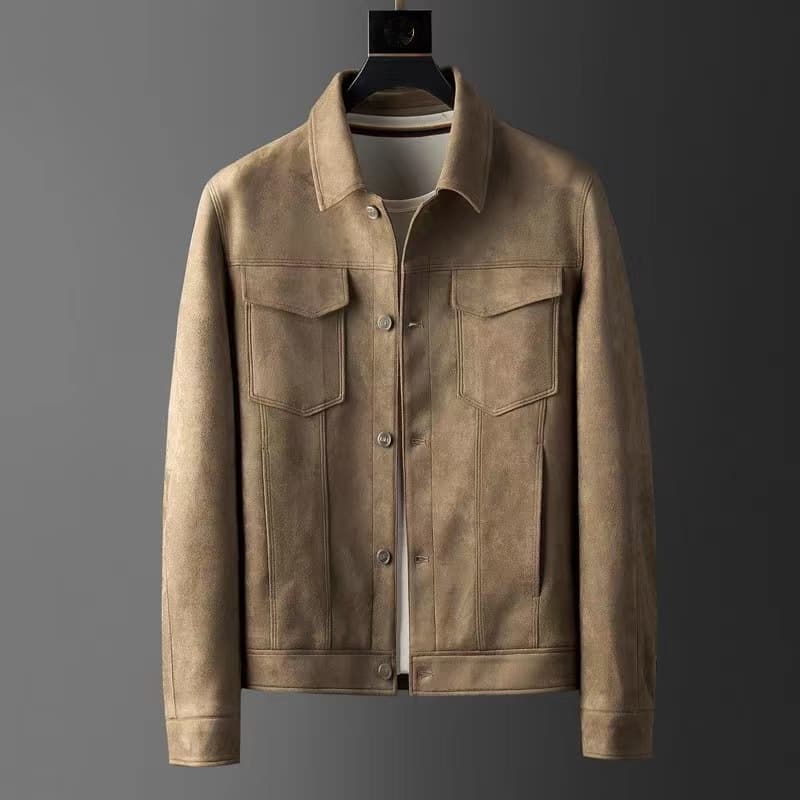 Men's Clothing Jacket men autumn and winter slim lapel casual business light luxury suede jacket young men's tops trendy new style