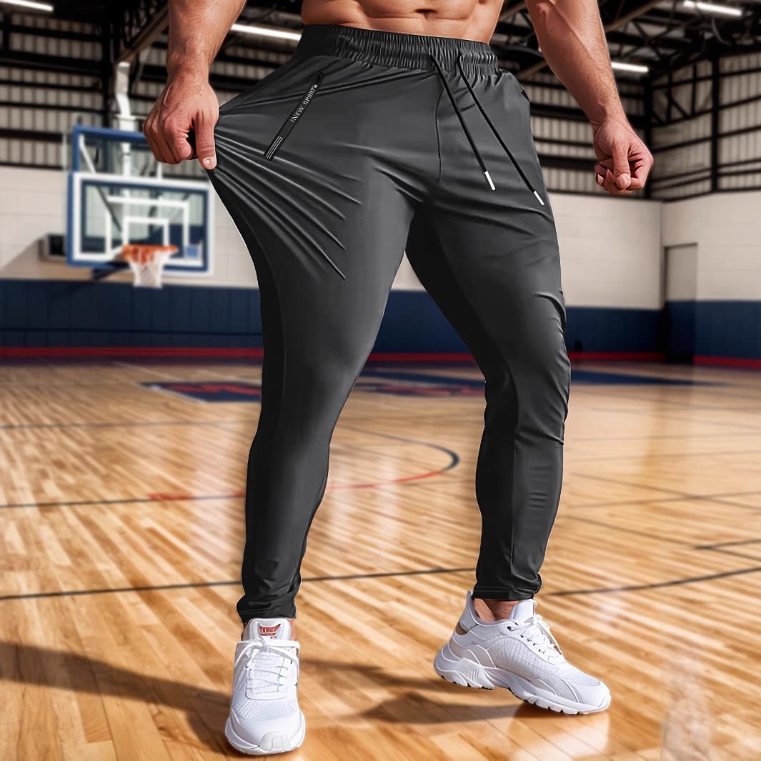 Men's Clothing Quick-Dry Cooling Sports Pants With Moisture-Wicking Fabric, Breathable & Comfortable For Casual Wear, Straight Leg Fit - Black