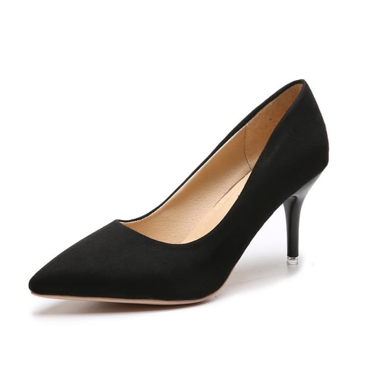 2021 Spring pointed toe stiletto high heel suede single shoes European and American foreign trade large size 44 slim women's shoes manufacturers