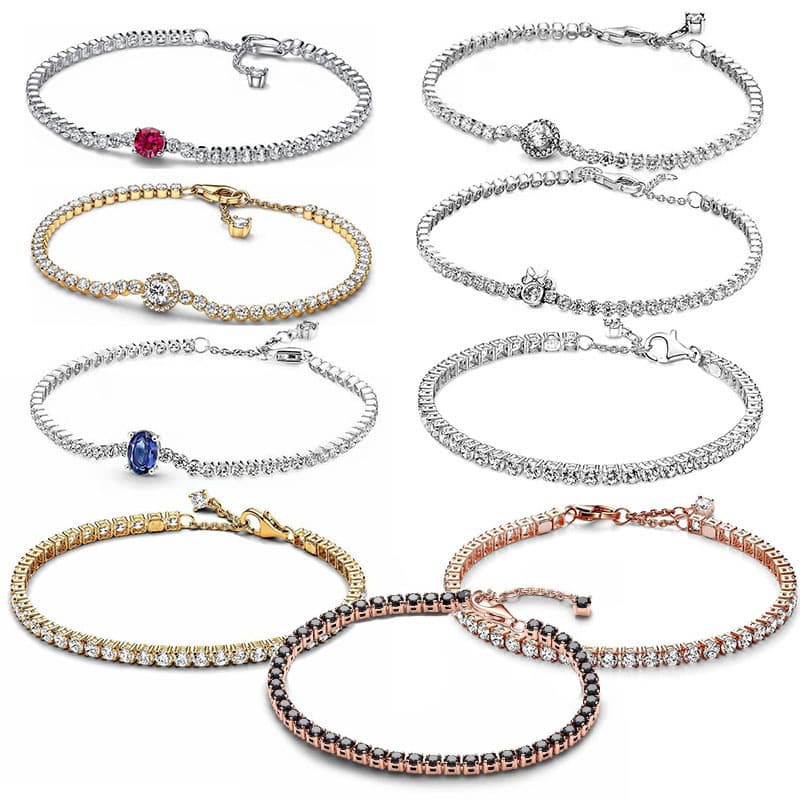 Unisex Silver Plated Dense Chain Shiny Heart Shaped Tennis Shiny Red Gem Bracelet