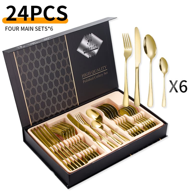 Viral 1010 Series 24-Piece Titanium Cutlery Set - Premium Stainless Steel Knives Forks & Spoons In Trendy Flip-Top Box​