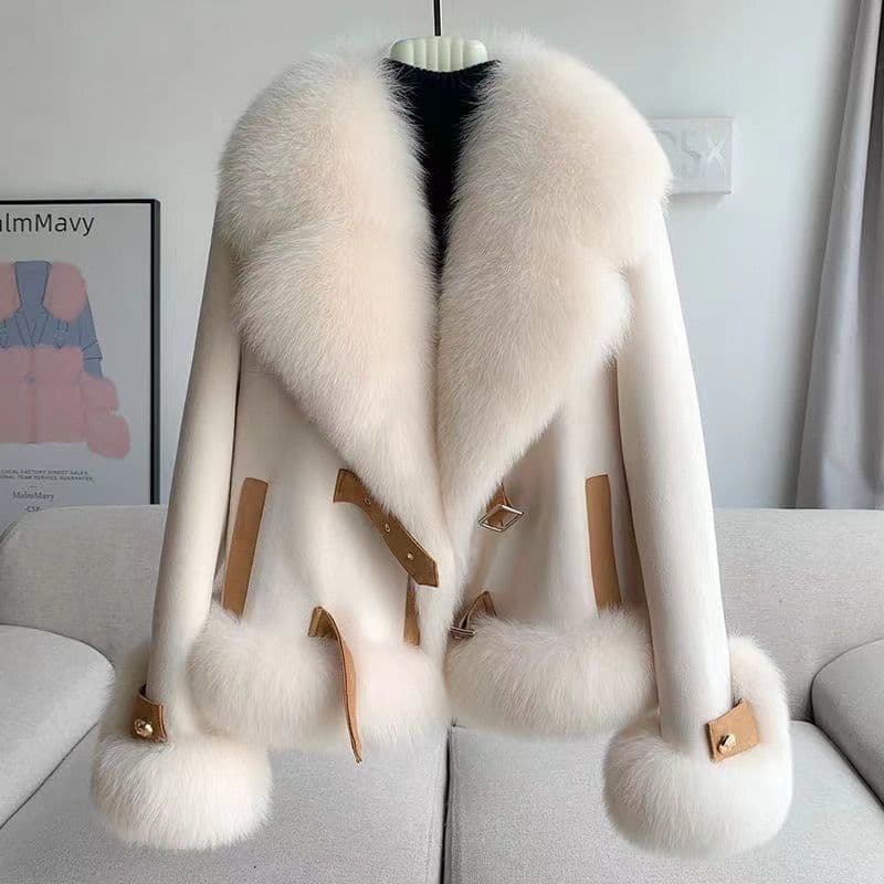 Maillard-Inspired Faux Fur Coat – Soft Teddy Short Jacket With Fluffy Cuffs (One Size Fits 90-125cm, 4 Colors: Beige/Pink-Brown)