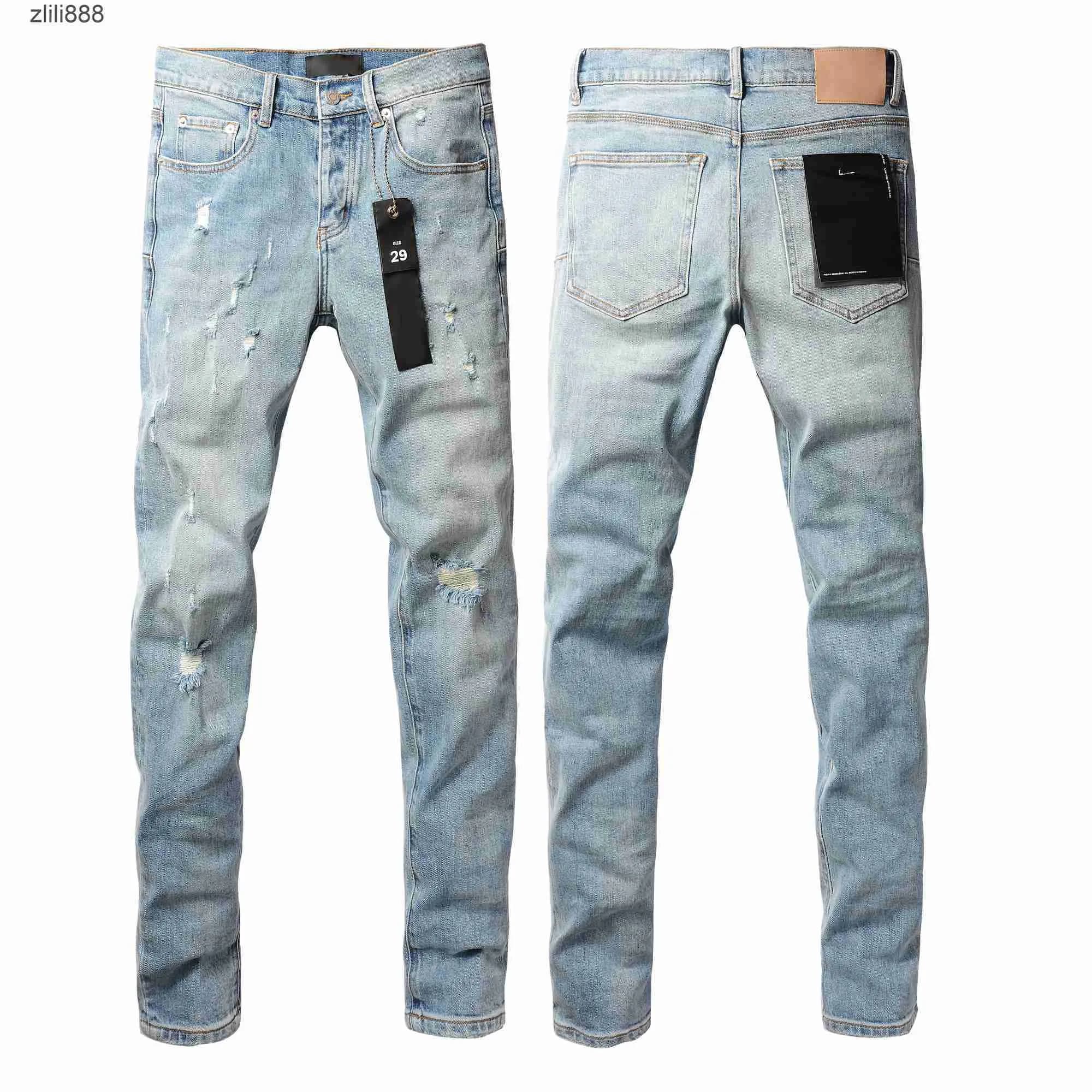 Top quality Purples jeans Men Fashion streetwear distressed blue brand fashionable repair low rise tight denim pants