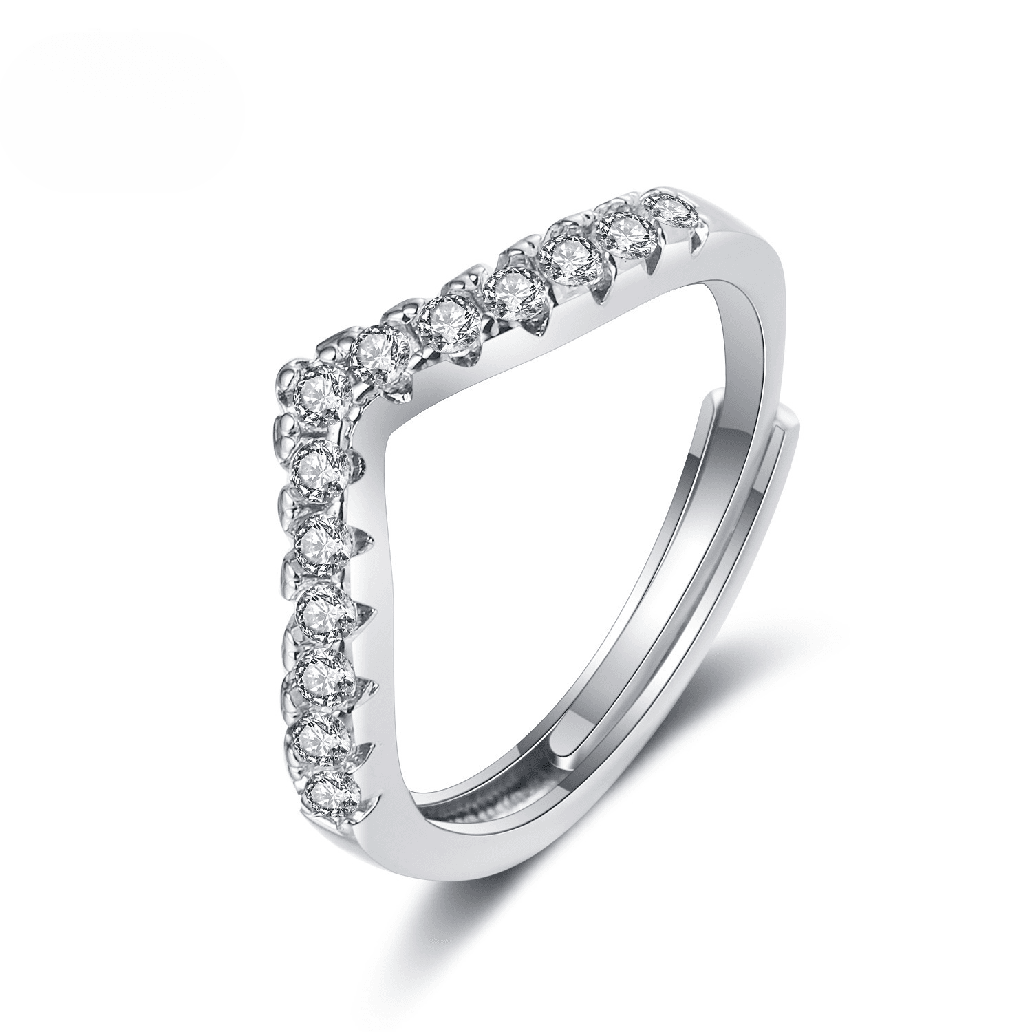 broadcast welfare goods row V-row female silver plated diamond wedding end ring combination
