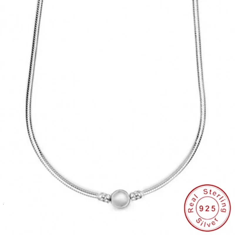 Necklaces Sier Simple Snake Necklace Fit Original Bone Charm Bead Pendant For Women Pandor DIY Jewelry Accessorie 230426