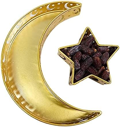 Muslim Islam Eid Mubarak Serving Tray Moon And Star Shape Ramadan Food Storage Container Dessert Pastry Plate Desk Organizer Home Kareem Party Decor Eid Gifts Al Adha Decoration