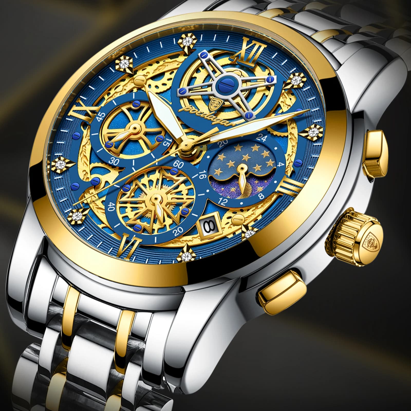 Man Watch Waterproof Luminous Chronograph Date Men Watch Stainless Steel Quartz Men's Watches