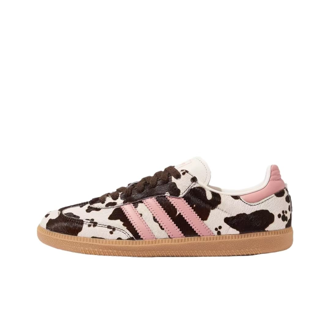 Baskets basses unisexes Adias Samba à imprimé vache, semelle en gomme rétro, chaussures souples et confortables pour un style urbain décontracté
