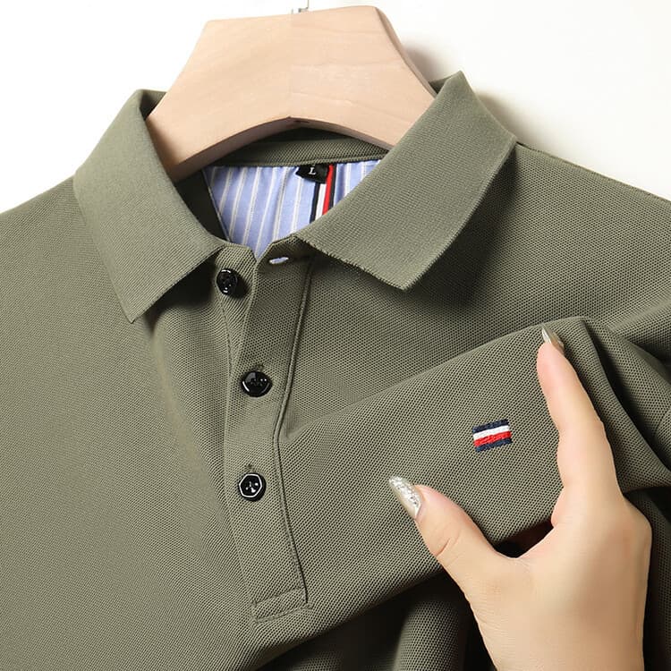 Men's Business Casual Short Sleeve Polo Shirt Summer Hot Selling Faux Cotton plus Size Embroidered Flag Top