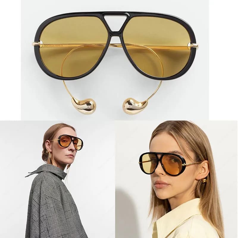 for Women Quality Metal Unique Mirror Legs Classic Brand Oversized Glasses Outdoor Sports Fashion Men Designer
