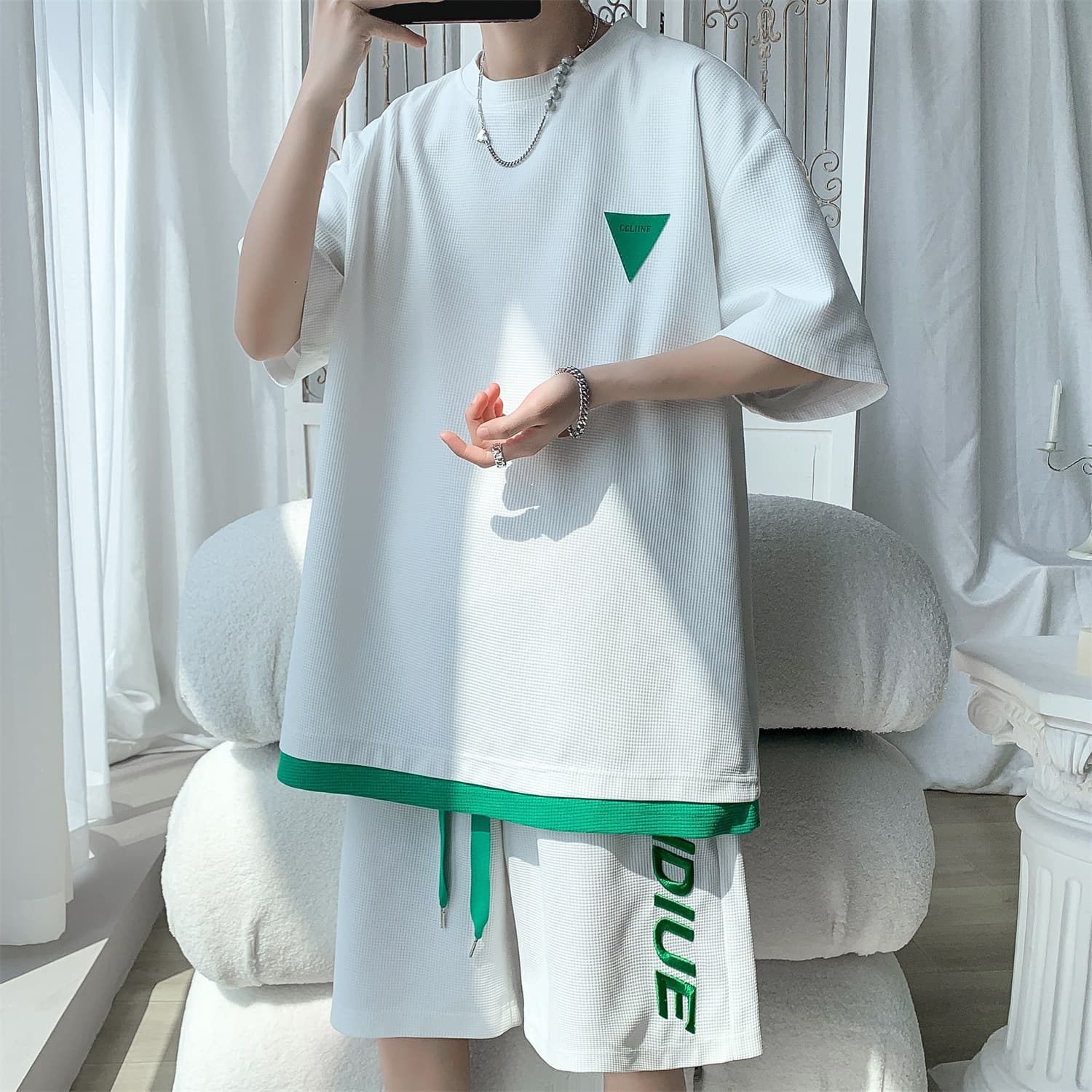 Men's Clothing Short Sleeved T Shirt Men's Two Piece Shorts Set Of Clothes