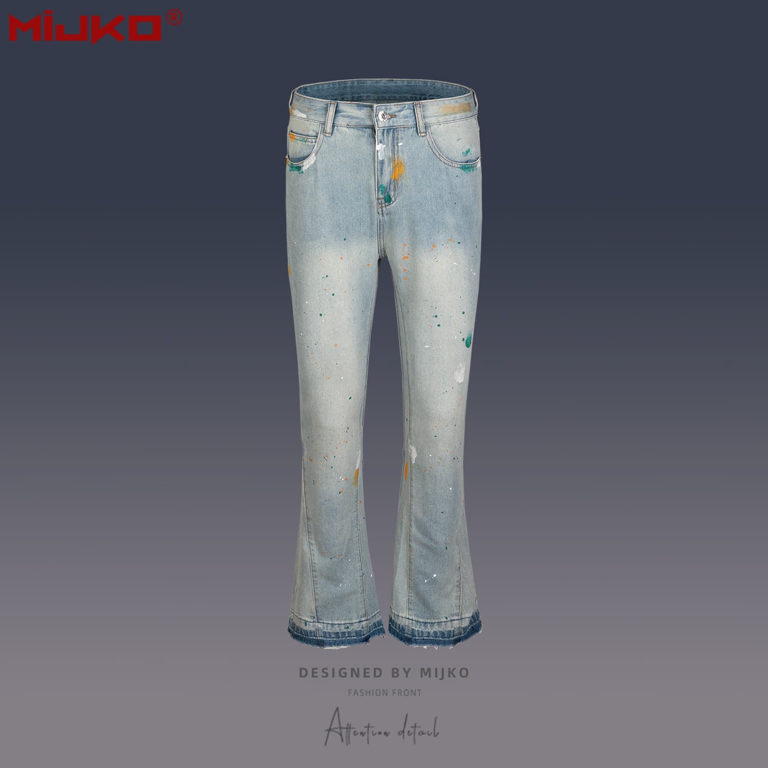Man's clothing Urban cat beard ripped micro-cut pants hipster men's and women's wash splash paint wide-leg jeans