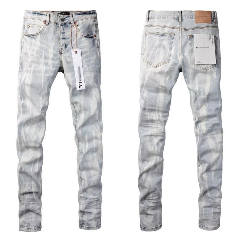 Jeans droits brodés et écussons pour hommes - Denim