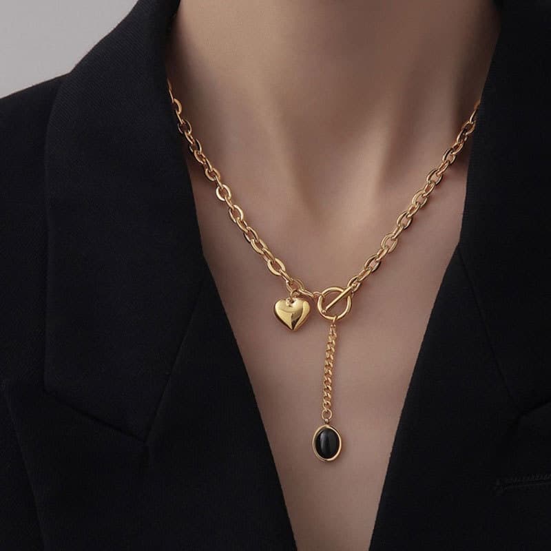 2025 Women Fashion Fashionable women's punk necklace, hip-hop, heart-shaped street pendant, gift pendant