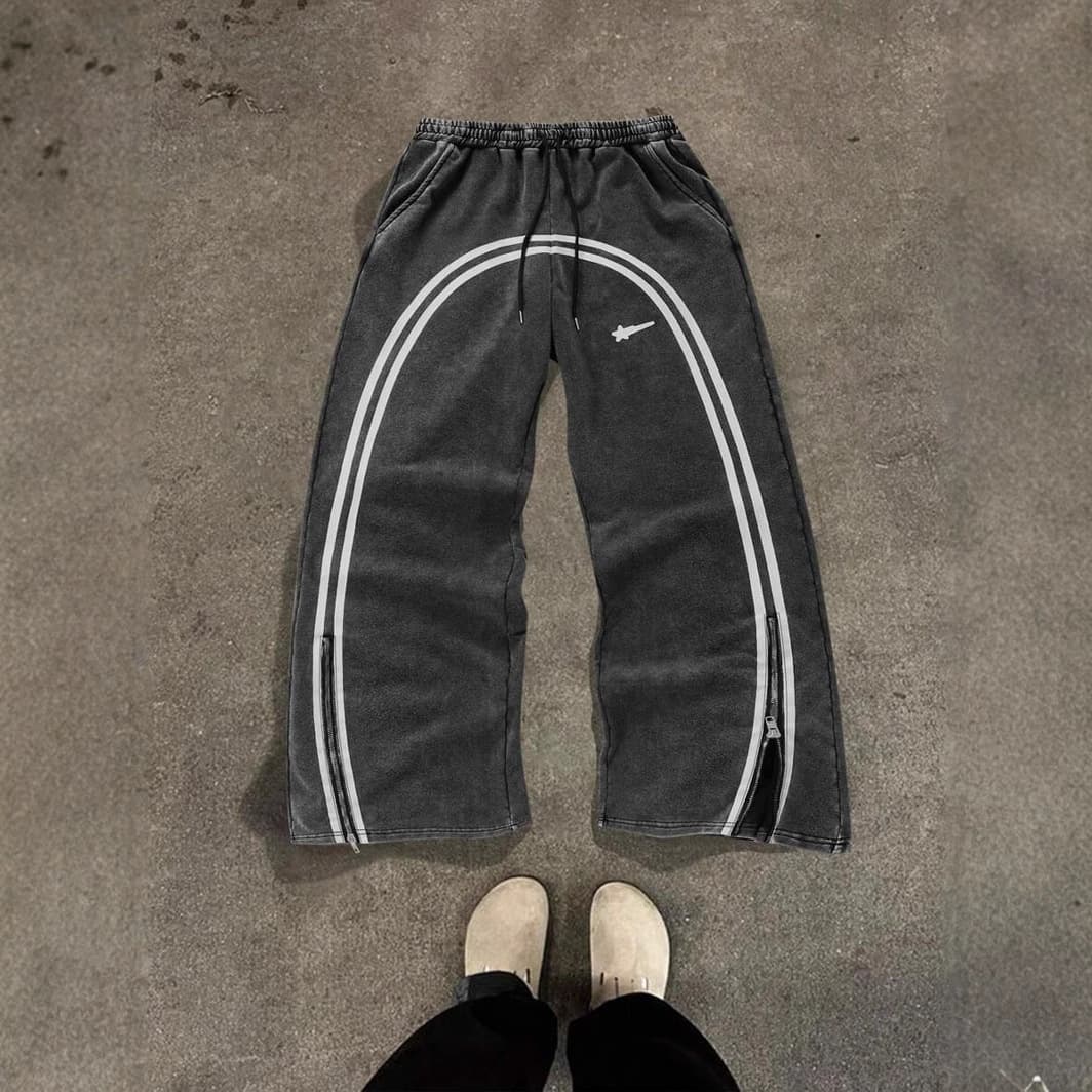 Unisex Streetwear Pants - Oversized High Waist Wide Leg Joggers With Print & Patchwork, 50-70% Cotton Casual Trousers For Men/Women