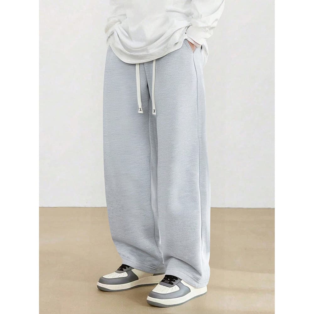 ​​Men's Minimalist Straight-Leg Sweatpants – Urban Joggers With Adjustable Drawstring (Black/Light Gray, S-XXXL)​​