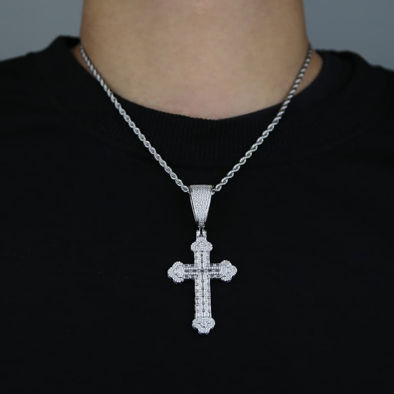 Hip Hop New Cross Zircon Pendant Diamond Studded Full Diamond Men's Necklace