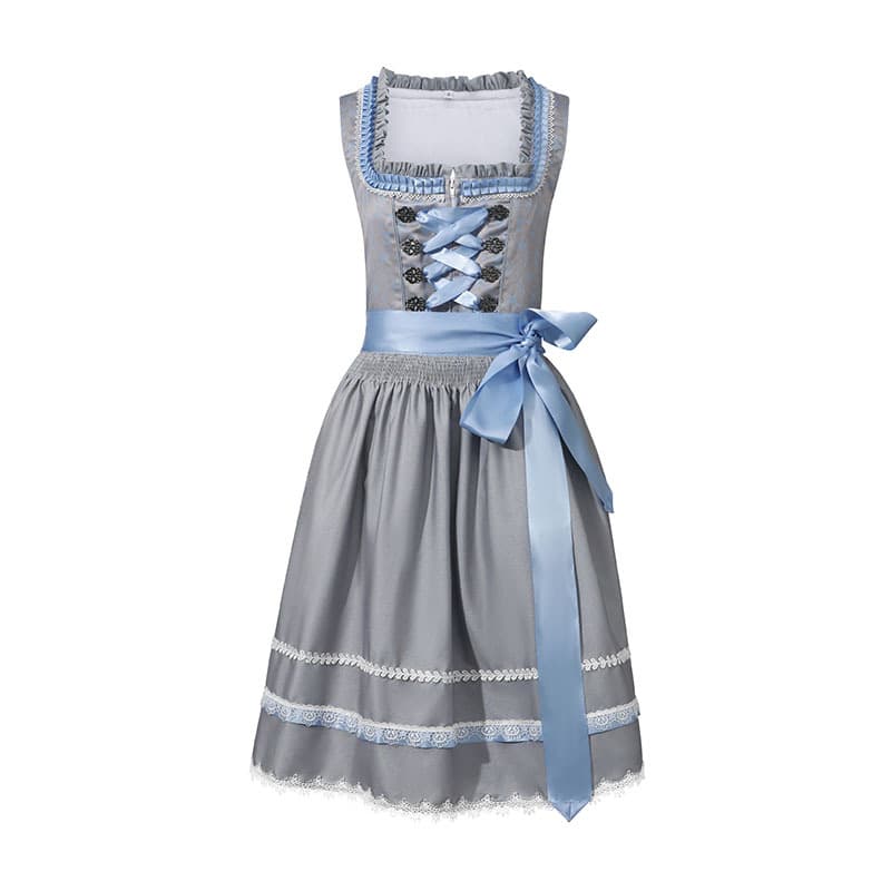 Ensemble deux pièces pour femme : robe de soubrette à manches courtes et taille nouée, style bière, best-seller