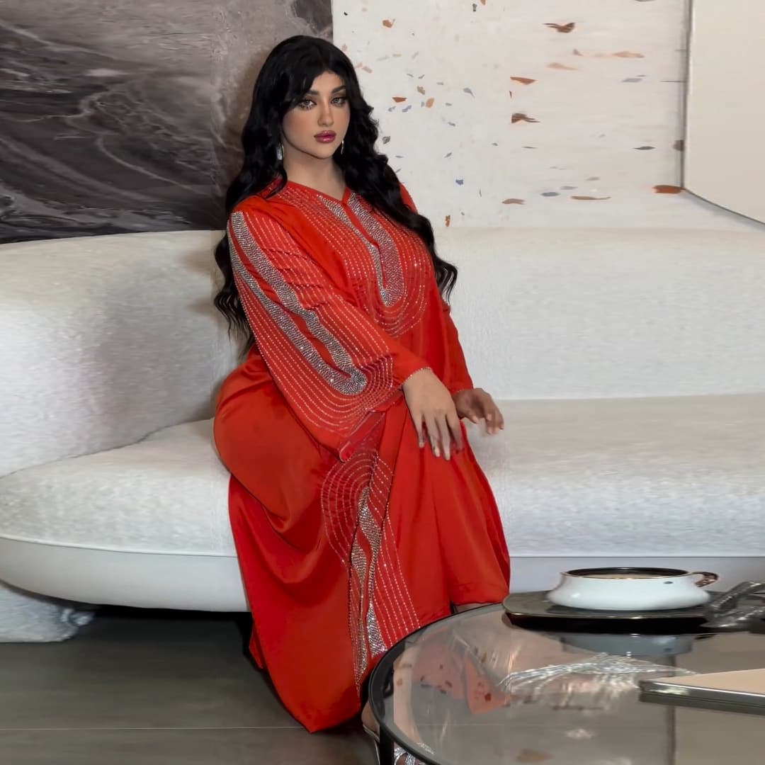Women's Clothing Middle Eastern Muslim Jalabia Dress Heavy Craft Diamond Shiny Fashion Dubai Evening Women's Clothing Modest Abaya Dress