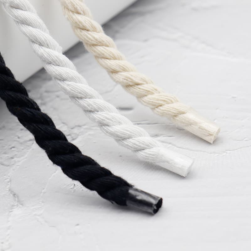 Shoe Accessories gold shoelaces round 7mm solid color hand woven polyester cotton rope thick sneakers dad shoes