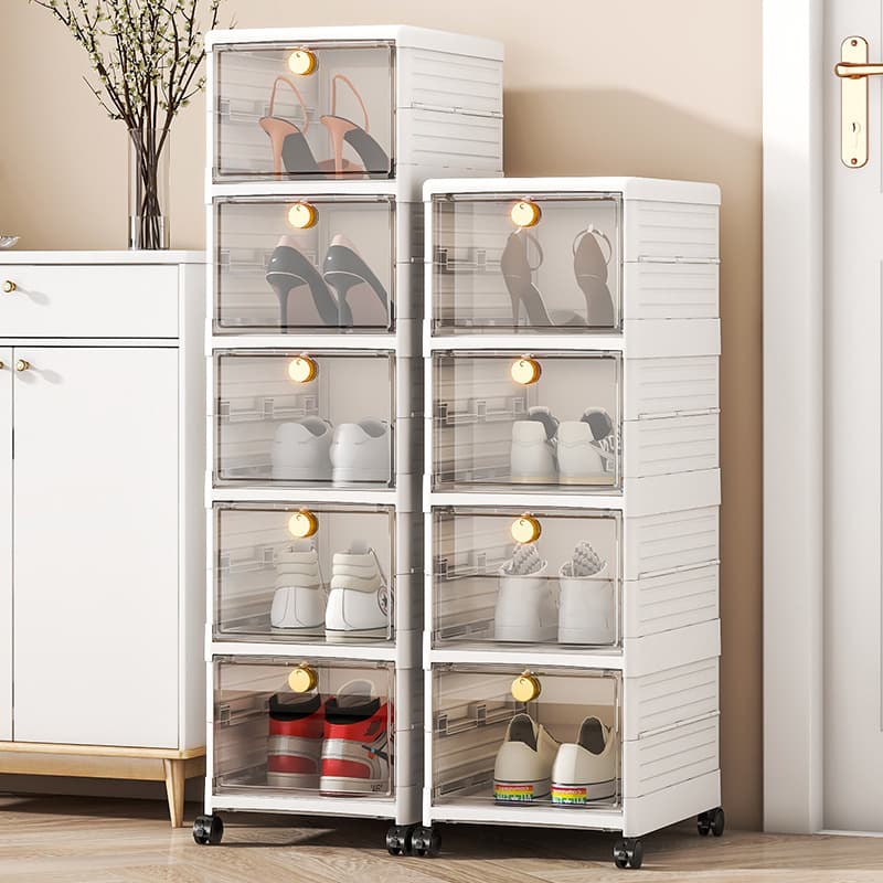 Home & Garden Foldable internet celebrity shoe box flip transparent shoe cabinet plastic simple installation free shoe bag storage box cd shoe wall