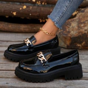 New Round Head Flat Women's Printed Loafers