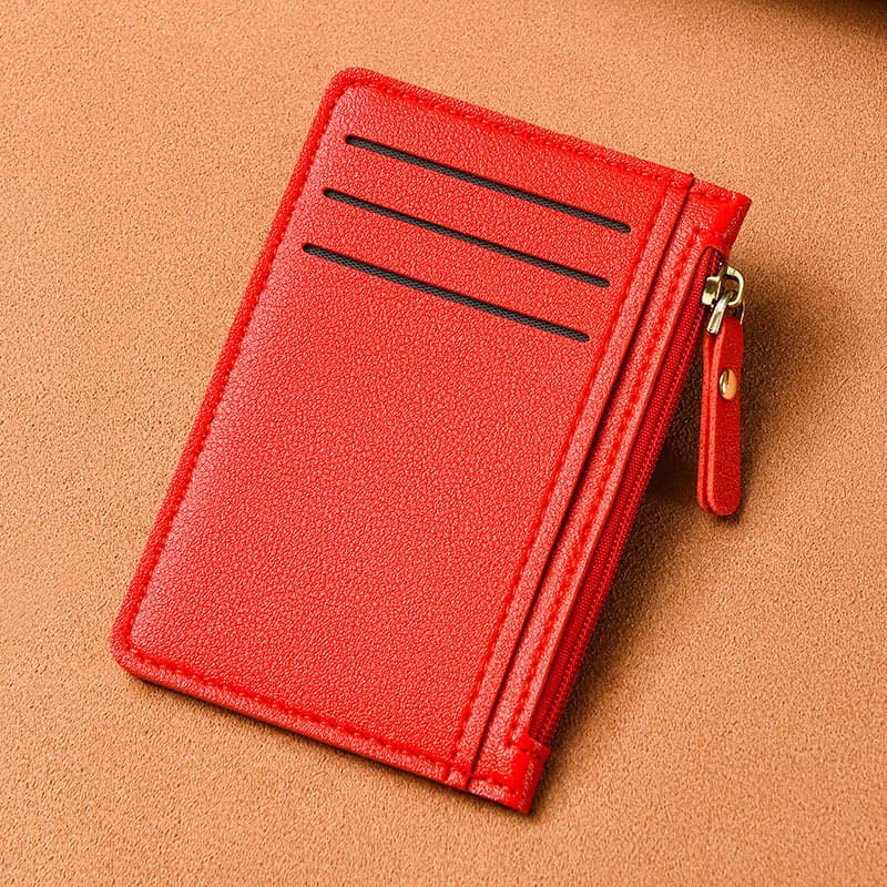 Slim & Stylish RFID Blocking Card Holder Wallet – Multi-Slot Zippered Organizer For Cards, IDs (Brown, Black, Pink, Blue, Purple, Red)