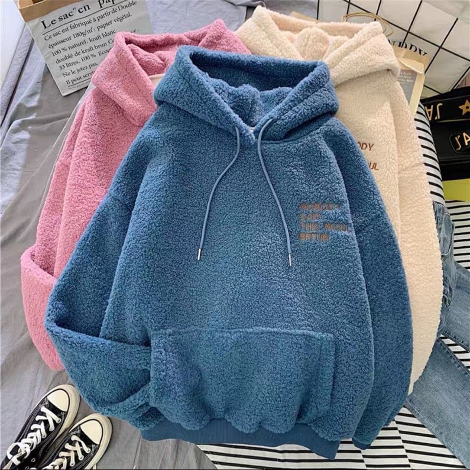 Women's Clothing student loose bf lazy style autumn and winter plus velvet thick hooded top coat