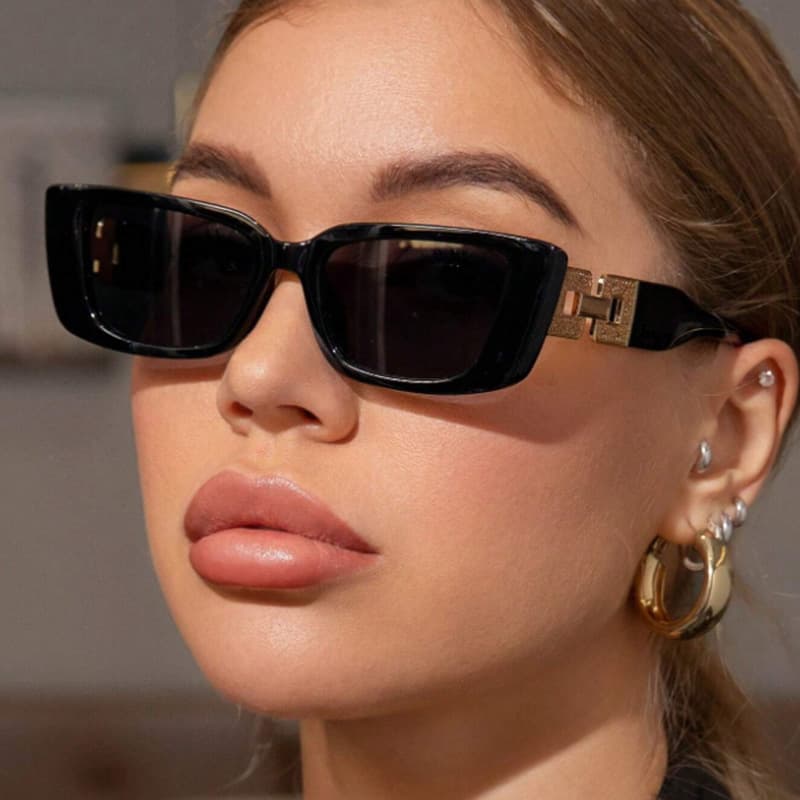 Cat Eye Narrow Frame Chain Foot Sunglasses Cross Border Sunglasses European And American Fashion Small Frame Street Shooting Women's Sunglasses Trend